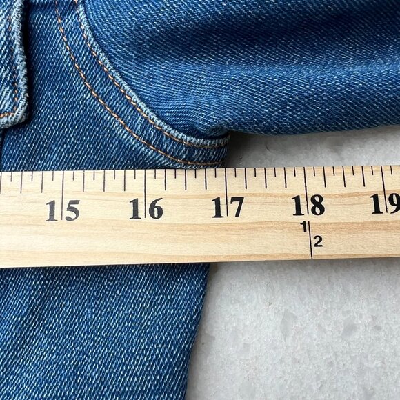 & Other Stories Cropped Denim Jean Jacket Mid Wash Lightly Distressed | Size 8 - Picture 5 of 13
